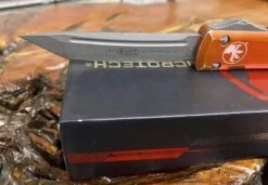 Microtech Ultratech T/E OTF 3.46" Apocalyptic Blade, Orange Distressed 123-10DOR -Helle Shop microtech microtech ultratech t e otf 3 46 apocalyptic blade orange distressed 123 10dor 41986931491028