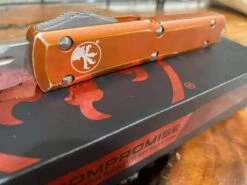 Microtech Ultratech T/E OTF 3.46" Apocalyptic Blade, Orange Distressed 123-10DOR -Helle Shop microtech microtech ultratech t e otf 3 46 apocalyptic blade orange distressed 123 10dor 41986931917012