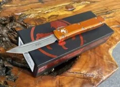 Microtech Ultratech T/E OTF 3.46" Apocalyptic Blade, Orange Distressed 123-10DOR -Helle Shop microtech microtech ultratech t e otf 3 46 apocalyptic blade orange distressed 123 10dor 41986932211924