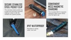 Olight Arkfeld Rechargeable Cool White LED Flat Flashlight 1000 Max Lumens -Helle Shop olight olight arkfeld rechargeable cool white led flat flashlight 1000 max lumens 39393657225428