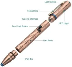 OLIGHT OPEN 2 Cu 120 Lumens USB Rechargeable LED Pen Light, EDC Flashlight (Limited Ed)