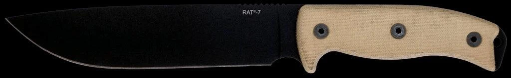 Ontario RAT-7 Survival Knife 7" Plain Blade, Micarta Handles, Nylon Sheath - 8668 1 Ontario RAT-7 Survival Knife 7" Plain Blade, Micarta Handles, Nylon Sheath - 8668
