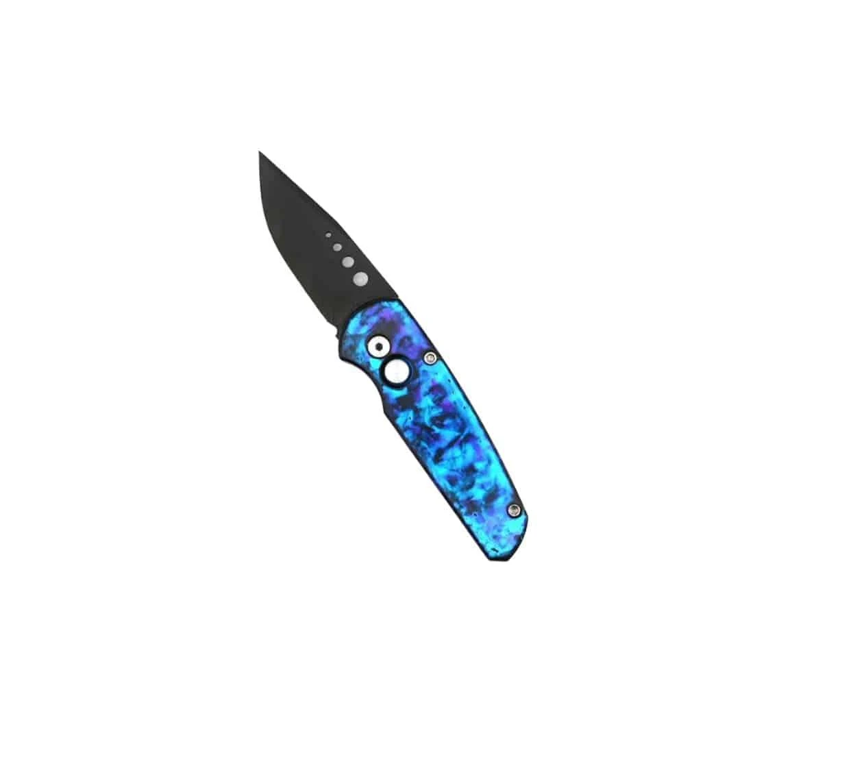 Pre-Owned ProTech Runt Blue, Purple, & Black Auto Knife Smooth Handle 1 Pre-Owned ProTech Runt Blue, Purple, & Black Auto Knife Smooth Handle
