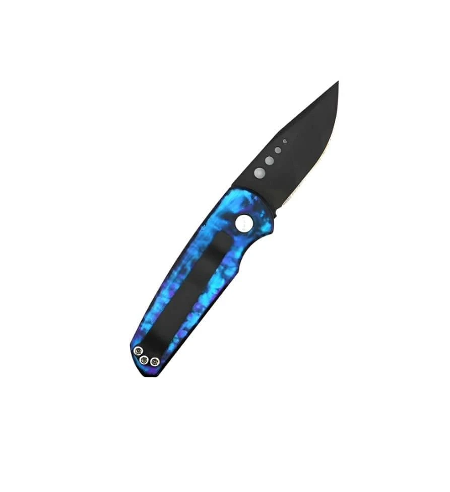 Pre-Owned ProTech Runt Blue, Purple, & Black Auto Knife Smooth Handle 2 Pre-Owned ProTech Runt Blue, Purple, & Black Auto Knife Smooth Handle - Image 2