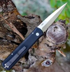 Pro-Tech 921-SATIN Godfather Auto Black Handle Knife (4") -Helle Shop protech knives pro tech 921 satin godfather auto black handle knife 4 40595731087572