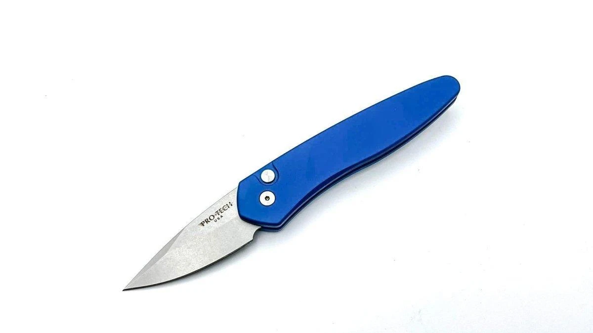 Pro-Tech Half Breed Auto 3605-BLUE Handle Stonewash BLade 1 Pro-Tech Half Breed Auto 3605-BLUE Handle Stonewash BLade