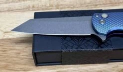 Pro-Tech Malibu 5241 Blue Titanium Custom Reverse Tanto Flipper -Helle Shop protech knives pro tech malibu 5241 blue titanium custom reverse tanto flipper 41987232399572