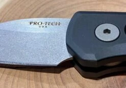 Pro-Tech Runt 5 Black Stonewash Wharncliffe 20-CV (R5101) -Helle Shop protech knives pro tech runt 5 black stonewash wharncliffe 20 cv r5101 39393716994260