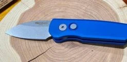 Pro-Tech Runt 5 Blue Handle Stonewash Wharncliffe 20-CV (R5101-Blue) -Helle Shop protech knives pro tech runt 5 blue handle stonewash wharncliffe 20 cv r5101 blue 39393718173908