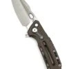 Reate Knives Custom Reate T6000 Frame Lock Flipper Knife 3.1" M390 Belt Satin Drop Point Bead Blasted Titanium Handles Zirconium Drab Brown Anodized