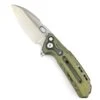 Reate Knives Custom Reate T6000 Frame Lock Flipper Knife 3.1" M390 Belt Satin Drop Point Bead Blasted Titanium Handles Zirconium OD Green Anodized