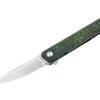Boker Burnley Limited Edition Kwaiken Mini Flipper Knife 3.03" M390 Satin Blade, Green Carbon Fiber Titanium Handles