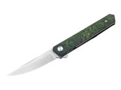 Boker Burnley Limited Edition Kwaiken Mini Flipper Knife 3.03" M390 Satin Blade, Green Carbon Fiber Titanium Handles