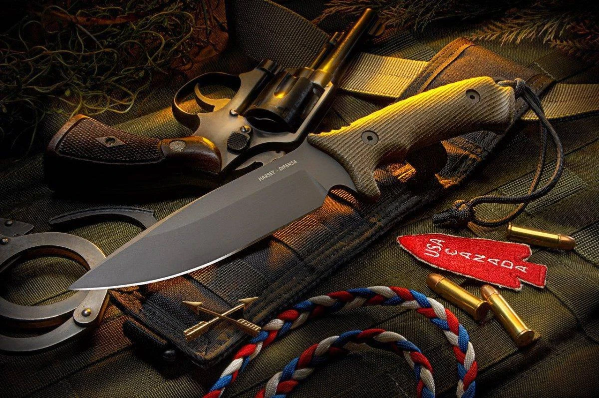 Spartan Harsey Difensa Black PVD Green Handle MultiCam Sheath 2 Spartan Harsey Difensa Black PVD Green Handle MultiCam Sheath - Image 2