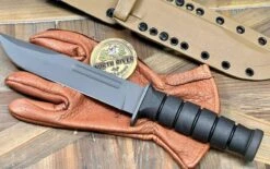 USMC KA-BAR Knife Spartan MagnaCut Black Blade W/ Tan Kydex Sheath (USA) -Helle Shop spartan blades usmc ka bar knife spartan magnacut black blade w tan kydex sheath usa 39393756872916
