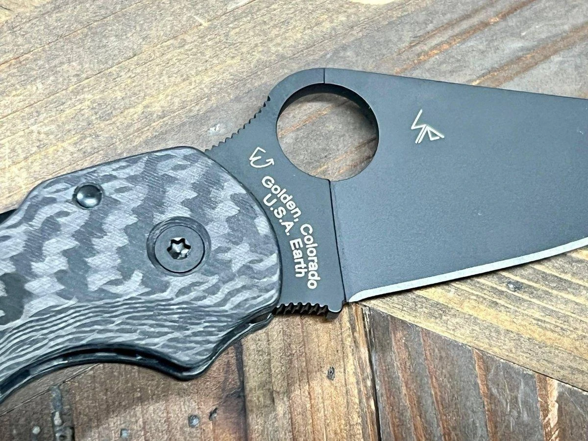 Custom Spyderco Para 3 Knife 3" S45VN All Black Tactical Basket Weave Carbon Fiber "TacP" 5 Custom Spyderco Para 3 Knife 3" S45VN All Black Tactical Basket Weave Carbon Fiber "TacP" - Image 5