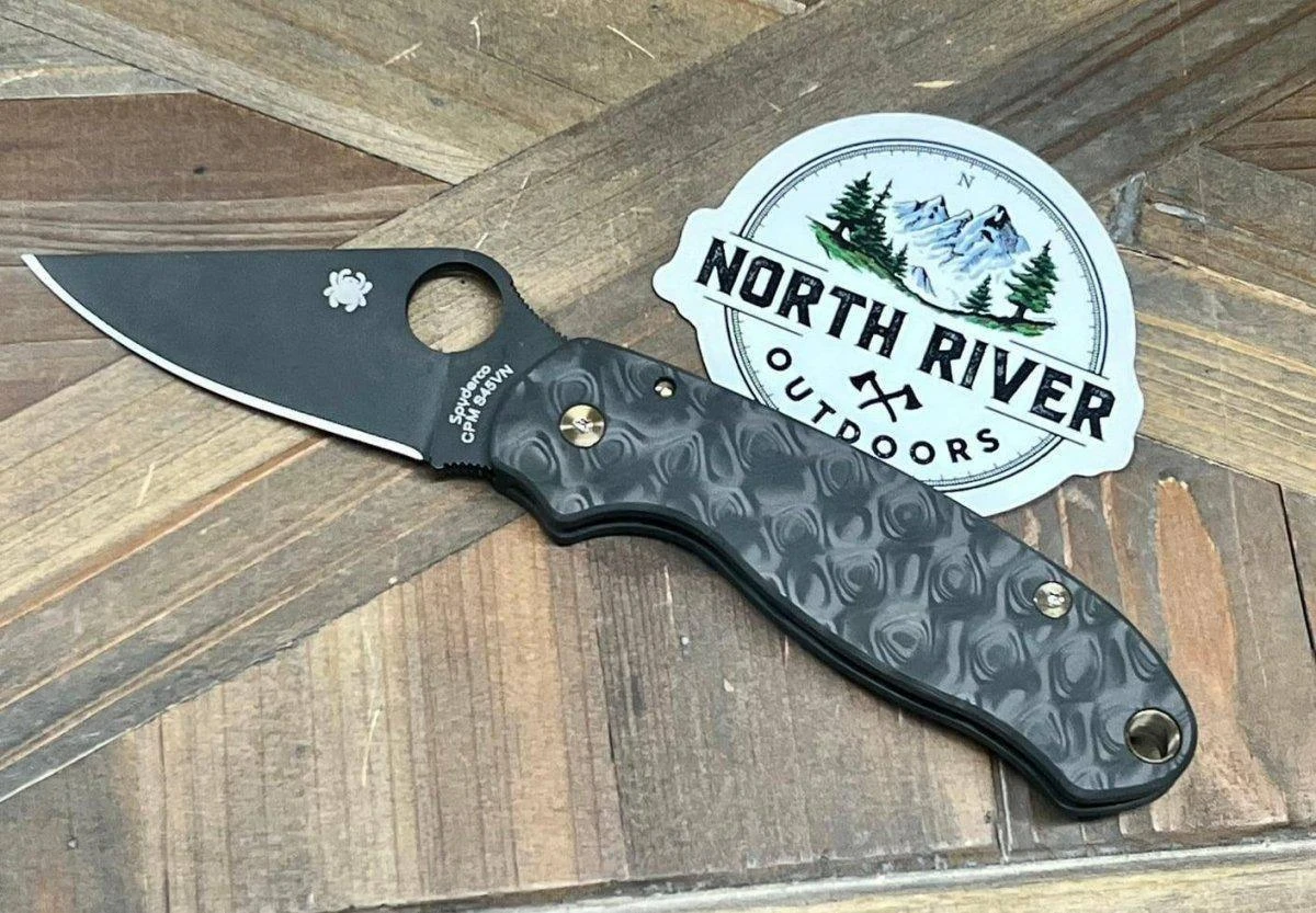 Custom Spyderco Para 3 Knife 3" S45VN Black Blade All Ti Rainbow Drop Carbon Fiber "Black Beauty" 2 Custom Spyderco Para 3 Knife 3" S45VN Black Blade All Ti Rainbow Drop Carbon Fiber "Black Beauty" - Image 2