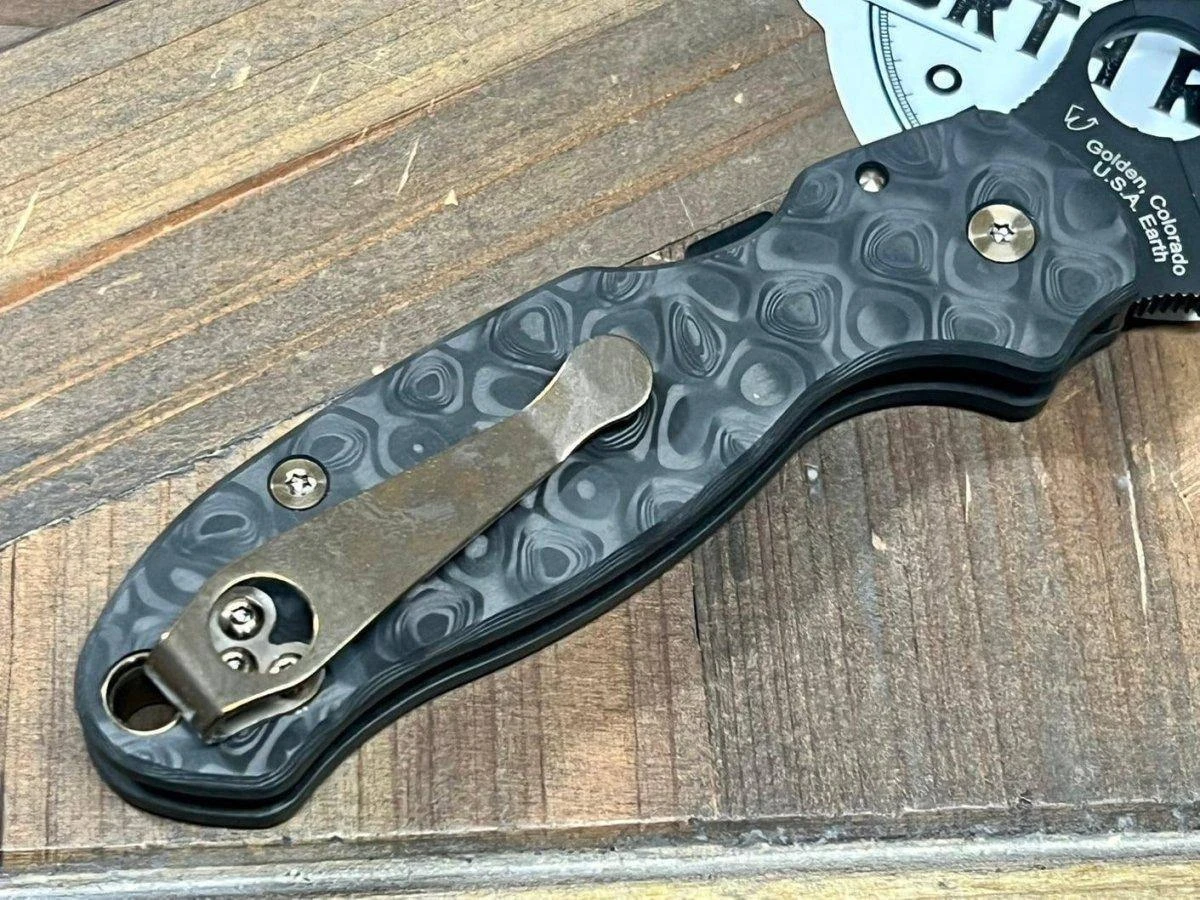 Custom Spyderco Para 3 Knife 3" S45VN Black Blade All Ti Rainbow Drop Carbon Fiber "Black Beauty" 4 Custom Spyderco Para 3 Knife 3" S45VN Black Blade All Ti Rainbow Drop Carbon Fiber "Black Beauty" - Image 4