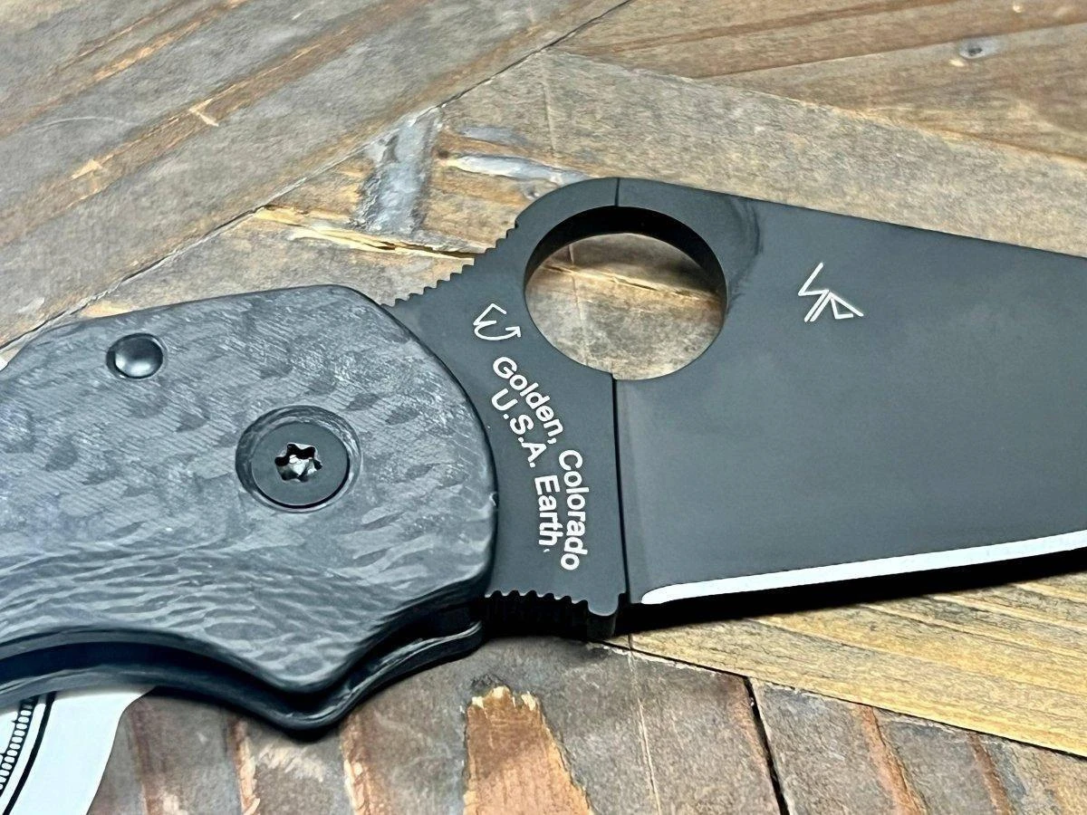 Custom Spyderco Para 3 Knife 3" S45VN Black Blade Basket Weave Carbon Fiber Ti Clip "Dark Knight" 5 Custom Spyderco Para 3 Knife 3" S45VN Black Blade Basket Weave Carbon Fiber Ti Clip "Dark Knight" - Image 5