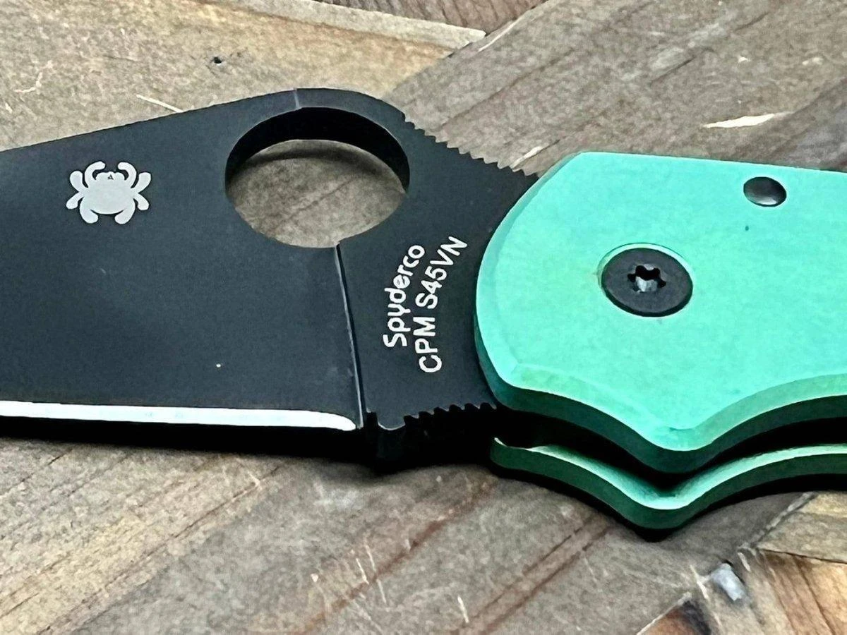 Custom Spyderco Para 3 Knife 3" S45VN Black Blade, Titanium Handles Clip "SeaFoam" (USA) 2 Custom Spyderco Para 3 Knife 3" S45VN Black Blade, Titanium Handles Clip "SeaFoam" (USA) - Image 2