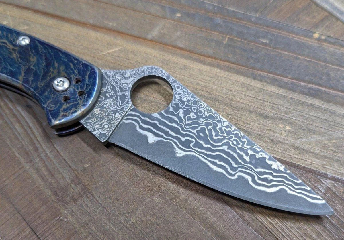 Limited Editon Custom Spyderco Delica 4 Titanium Damascus (C11TIPD+CUSTOM) 8 Limited Editon Custom Spyderco Delica 4 Titanium Damascus (C11TIPD+CUSTOM) - Image 8