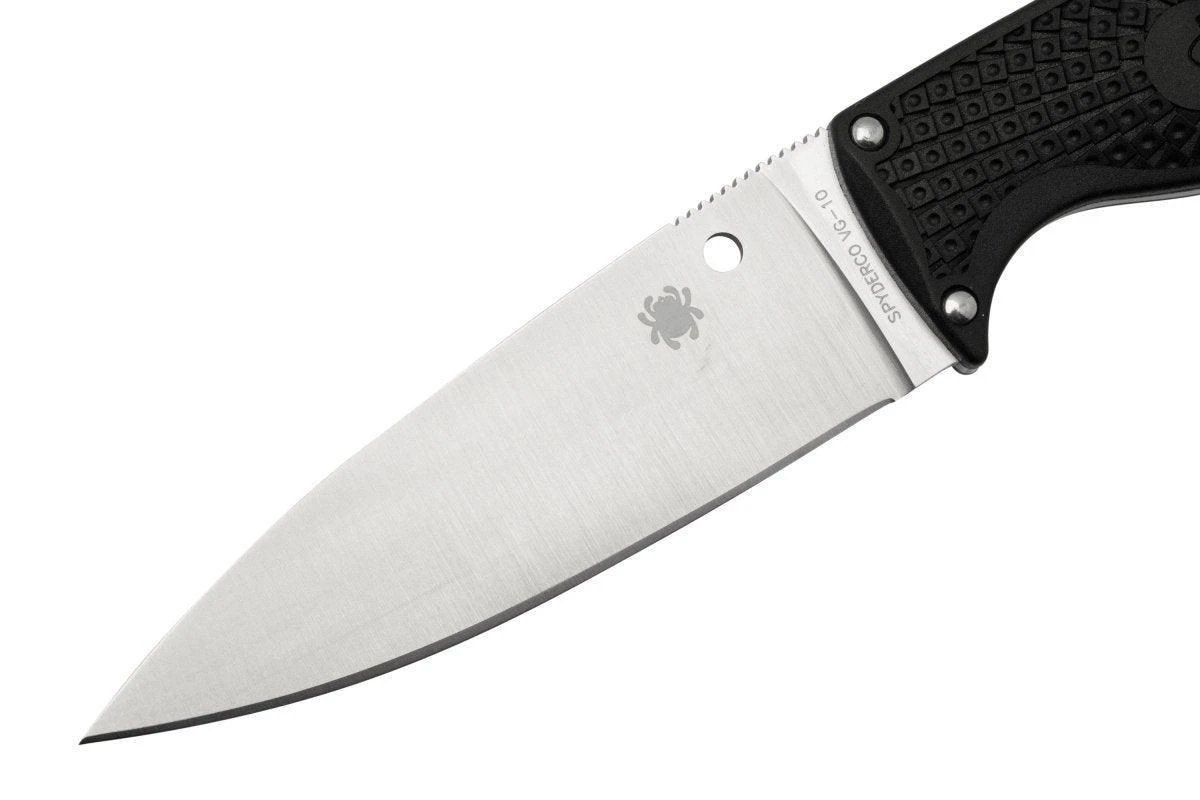 Spyderco FB31PBK2 Enuff 2 Fixed Knife 3.93" VG10 Leaf Shaped Plain Edge Blade Black FRN 3 Spyderco FB31PBK2 Enuff 2 Fixed Knife 3.93" VG10 Leaf Shaped Plain Edge Blade Black FRN - Image 3