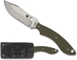 Spyderco Stok Bowie Fixed Blade Knife 2.95" Satin Plain Blade, OD Green G10 -Helle Shop spyderco spyderco stok bowie fixed blade knife 2 95 satin plain blade od green g10 39393770045652