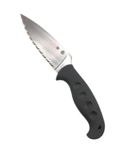 Spyderco Temperance Lightweight Sprint Run Fixed Blade 4.46" CPM-CruWear Satin Serrated Blade W/ Molded Grey FRN Handles