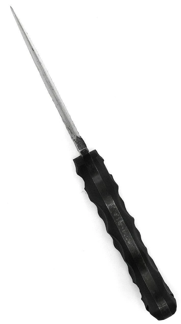 Stroup Knives Mini EDC Fixed Blade Knife 3.125" 1095 Hand Carved Pike Blade Milled Black G10 Handles Kydex Sheath 3 Stroup Knives Mini EDC Fixed Blade Knife 3.125" 1095 Hand Carved Pike Blade Milled Black G10 Handles Kydex Sheath - Image 3