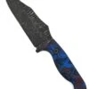 Stroup Knives TU1 Tactical Use Fixed Blade Knife 5" 1095 Hand Carved Clip Point Blade Milled Black Blue Red G10 Handles