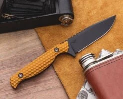 Toor Mutiny Fixed Blade Knife 4" CPM-154 Black Drop Point Gold Aluminum Handles (USA) -Helle Shop toor knives toor mutiny fixed blade knife 4 cpm 154 black drop point gold aluminum handles usa 39393790460116