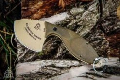 TOPS Knives TOPS Backwoods Skinner SKIN-01 Fixed 3" Coyote Tan Blade Gut Hook OD Green Micarta Handles -Helle Shop tops knives tops backwoods skinner skin 01 fixed 3 coyote tan blade gut hook od green micarta handles 40092710076628