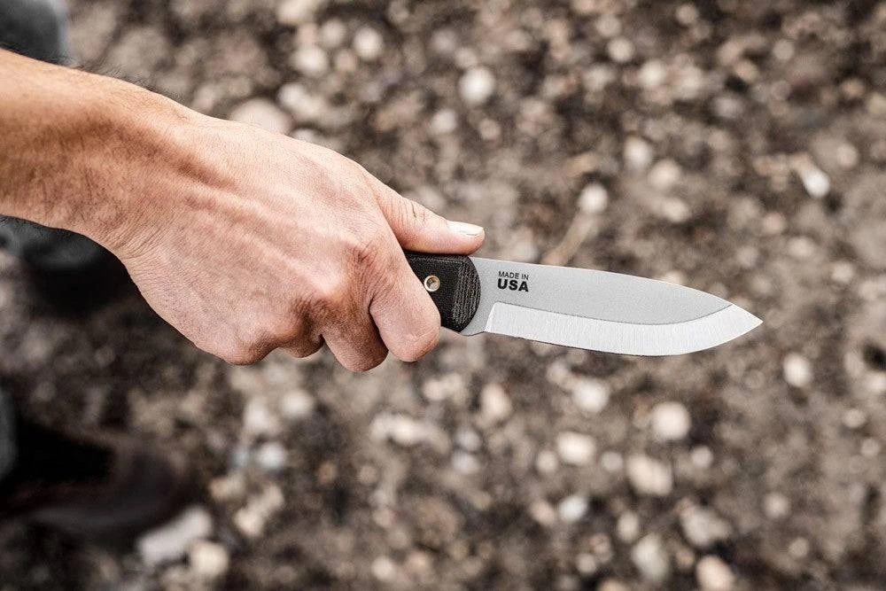 TOPS Knives D Fly 4.5 Fixed 4.5" 1095 Carbon Blade Black Micarta Handles Leather Sheath 11 TOPS Knives D Fly 4.5 Fixed 4.5" 1095 Carbon Blade Black Micarta Handles Leather Sheath - Image 11