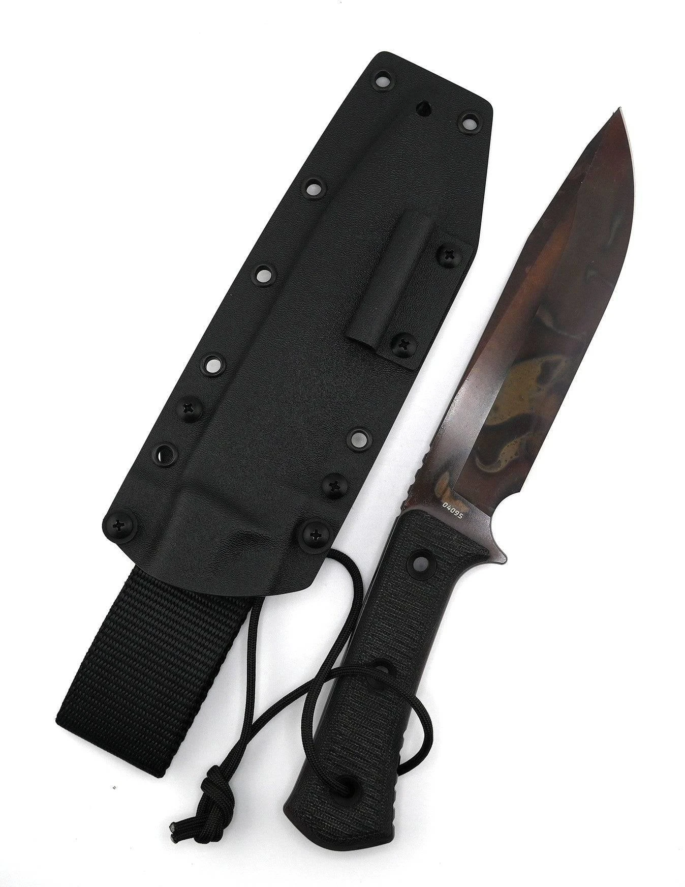 TRC Apocalypse Elmax Black Canvas Micarta Fixed Blade Apocalyptic Finish Kydex 4 TRC Apocalypse Elmax Black Canvas Micarta Fixed Blade Apocalyptic Finish Kydex - Image 4